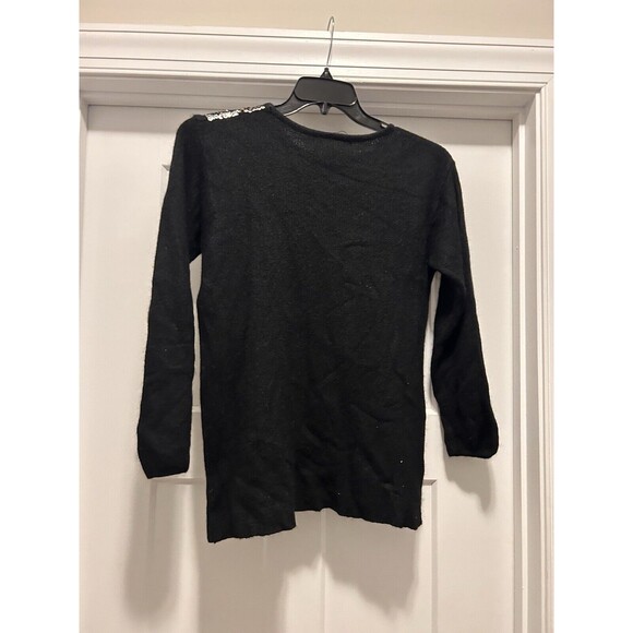 Vintage 1980’s Black Silver Gold Sequin Silk Angora Blend Sweater Size Medium - Picture 5 of 5